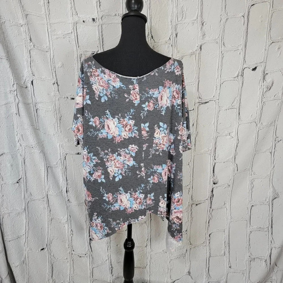 WOMENS Oversized Loose Relaxed Off the Shoulder Fit Floral Tunic Top Casual Sz L - Picture 4 of 6